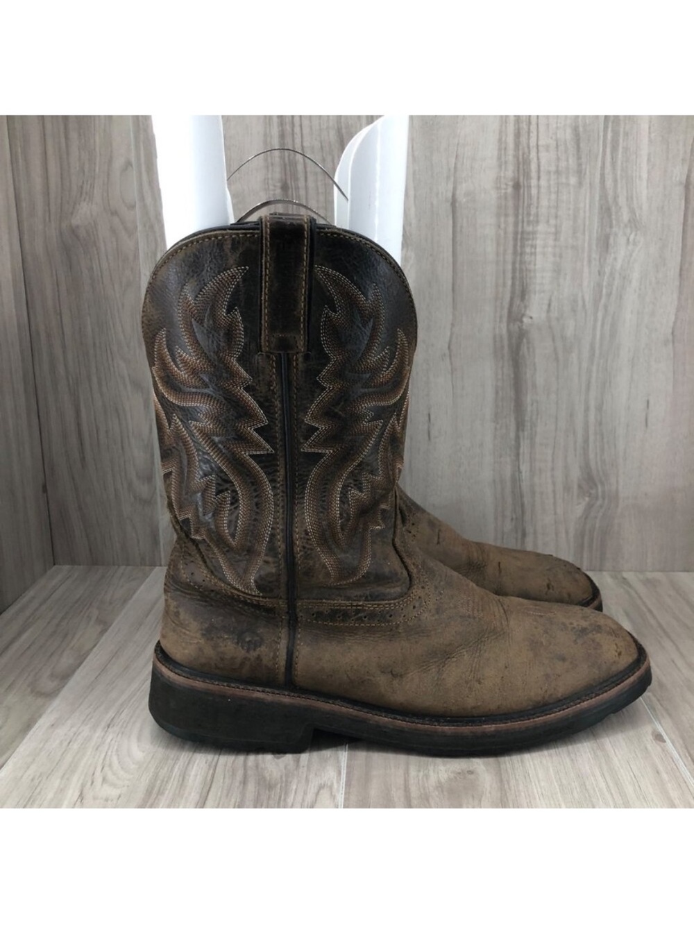 Wolverine Rancher Boots Mens 10EW Brown Leather Pull On Work Western Cowboy